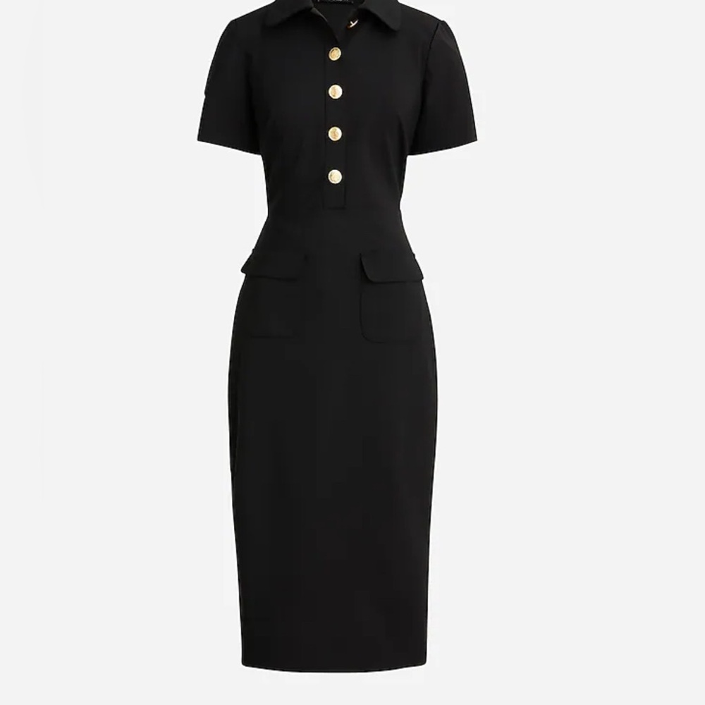 Retail $285 Shoshanna Black Midi Dress with Gold Buttons